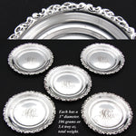 Set of 5 Antique Whiting Mfg Co Sterling Silver 3" Coaster, Butter Pat or Nut Dishes