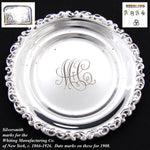 Set of 5 Antique Whiting Mfg Co Sterling Silver 3" Coaster, Butter Pat or Nut Dishes