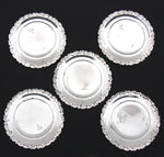 Set of 5 Antique Whiting Mfg Co Sterling Silver 3" Coaster, Butter Pat or Nut Dishes