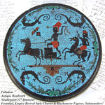 Antique Victorian Era Beadwork Needlepoint Footstool, Blackamoor Figures with Chariot