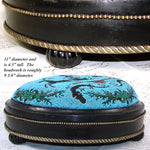Antique Victorian Era Beadwork Needlepoint Footstool, Blackamoor Figures with Chariot