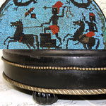 Antique Victorian Era Beadwork Needlepoint Footstool, Blackamoor Figures with Chariot