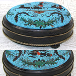Antique Victorian Era Beadwork Needlepoint Footstool, Blackamoor Figures with Chariot