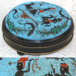 Antique Victorian Era Beadwork Needlepoint Footstool, Blackamoor Figures with Chariot
