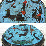 Antique Victorian Era Beadwork Needlepoint Footstool, Blackamoor Figures with Chariot