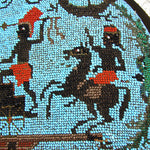 Antique Victorian Era Beadwork Needlepoint Footstool, Blackamoor Figures with Chariot