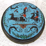 Antique Victorian Era Beadwork Needlepoint Footstool, Blackamoor Figures with Chariot