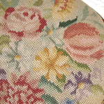 Rare Matched PAIR Antique Victorian Needlepoint 11" Footstools, Floral & Marquetry