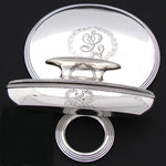 Antique American Sterling Silver 5pc Vanity Set: Hand Mirror, Nail Buffer & Tray, 2 Brusshes +