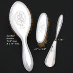 Antique American Sterling Silver 5pc Vanity Set: Hand Mirror, Nail Buffer & Tray, 2 Brusshes +