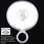 Antique American Sterling Silver 5pc Vanity Set: Hand Mirror, Nail Buffer & Tray, 2 Brusshes +