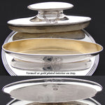 Antique American Sterling Silver 5pc Vanity Set: Hand Mirror, Nail Buffer & Tray, 2 Brusshes +