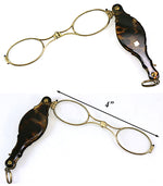 Antique Mid 19th Century French Folding Lorgnette, 18k and Tortoise Shell Glasses