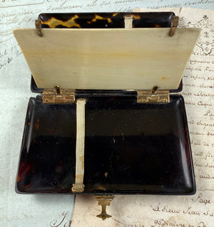 Antique French Napoleon III Era Tortoise Shell & Ivory Carnet du Bal, Necessaire, Aide d'Memoire