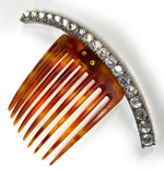 Elegant Antique French Diademe or Tiara Ornamental Hair Comb, Tortoise Shell & Gems