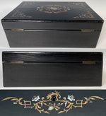Fine Antique French Boulle Desk Box, Casket, Coffret, Jewelry or Cigars, Mother of Pearl
