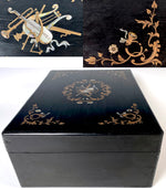 Fine Antique French Boulle Desk Box, Casket, Coffret, Jewelry or Cigars, Mother of Pearl