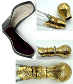 Antique French 18k Vermeil .800/1000 Silver Teardrop Perfume Flask, Bottle, in Original Case