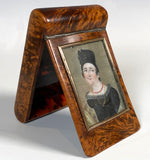 Rare c.1814 Antique French Empire Portrait Miniature on Fine Burl Snuff Box, Red Coral Jewelry