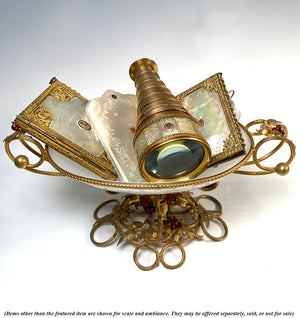 V RARE Antique French Palais Royal 8-Draw Opera Glass, Telescope, 18k & Carved Mother of Pearl