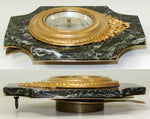 Antique French Empire Style Gilt Bronze & Green Marble 7" Barometer, Easel Stand