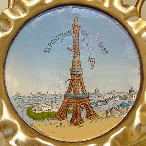 Rare Antique French 1889 World Expo Eiffel Tower Souvenir Pocket Watch Stand, a Blackamoor Figure