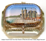 Antique French Grand Tour Style Beveled Glass & Ormolu Souvenir Casket, Dieppe France