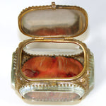 Antique French Grand Tour Style Beveled Glass & Ormolu Souvenir Casket, Dieppe France