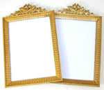 Antique French Empire Style 9.25" Picture Frame PAIR, Bow & Ribbon, Torch & Quiver Finials