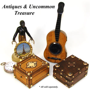 Antique Edwardian Era Pocket Watch Display Box, Casket: Unique Guitar Shape