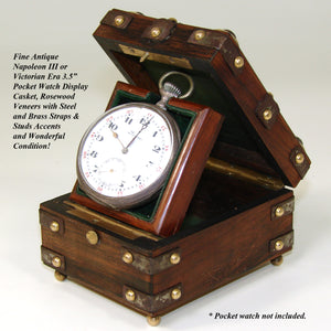 Antique French Napoleon III or Victorian Era Pocket Watch Display Box, Casket
