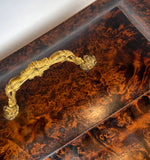 Opulent Antique c.1820s French Burl Veneer Sarcophagus 13" Trousseau Box, Casket, Chest