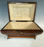 Opulent Antique c.1820s French Burl Veneer Sarcophagus 13" Trousseau Box, Casket, Chest