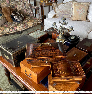 Opulent Antique c.1820s French Burl Veneer Sarcophagus 13" Trousseau Box, Casket, Chest