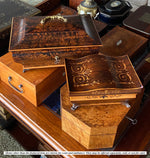 Opulent Antique c.1820s French Burl Veneer Sarcophagus 13" Trousseau Box, Casket, Chest