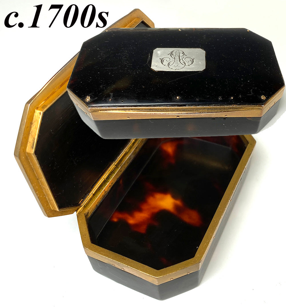Tortoise Shell Snuff Box Antique 18th Century French Snuff Box in Tortoise Shell and Bronze, Si ...