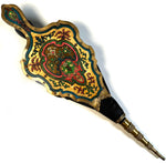 Antique 19th Century French Boulle Fireplace Bellows, 19" Long in Colorful Casein Boulle, Brass