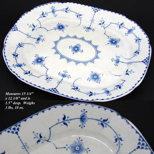 Large Antique Allerton's Ltd. 15" Staffordshire Blue & White Platter, Stockholm Pattern