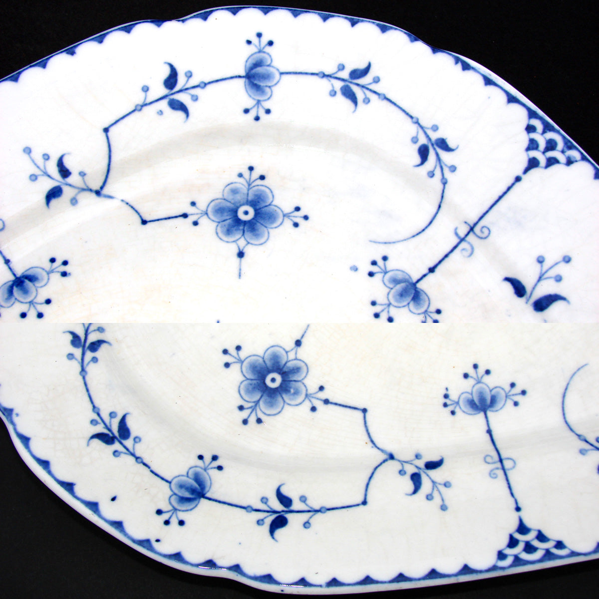 Large Antique Allerton's Ltd. 15" Staffordshire Blue & White Platter, Stockholm Pattern