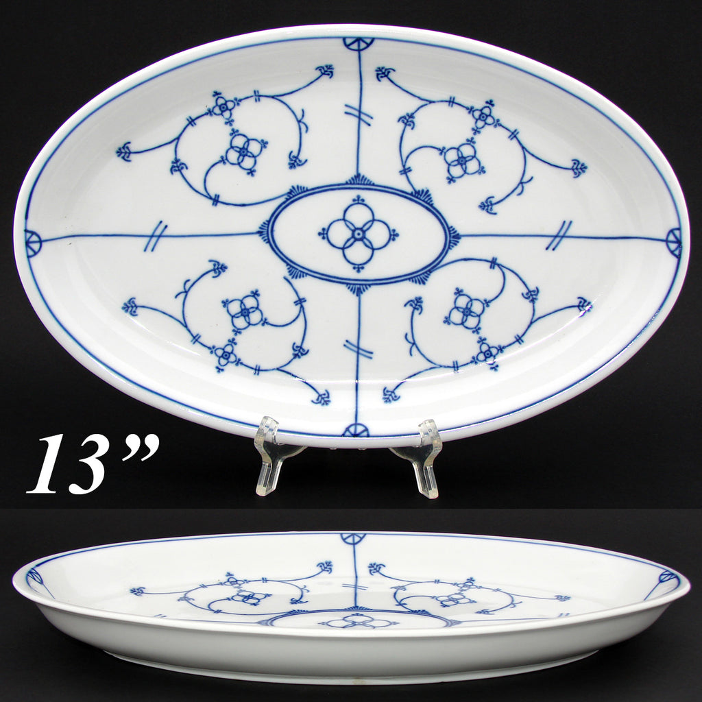 Pristine Vintage Eisenberg DDR Blue & White "Blau Saks" Pattern 13" Serving Tray or Platter