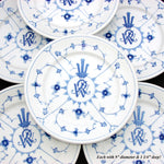 Set of 6 Danish Bing & Grondahl København 9" Plates with Elaborate Royal Bespoke Crest Monogram, c.1948-51