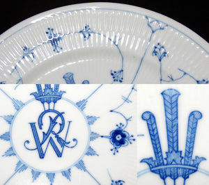 Set of 6 Danish Bing & Grondahl København 9" Plates with Elaborate Royal Bespoke Crest Monogram, c.1948-51