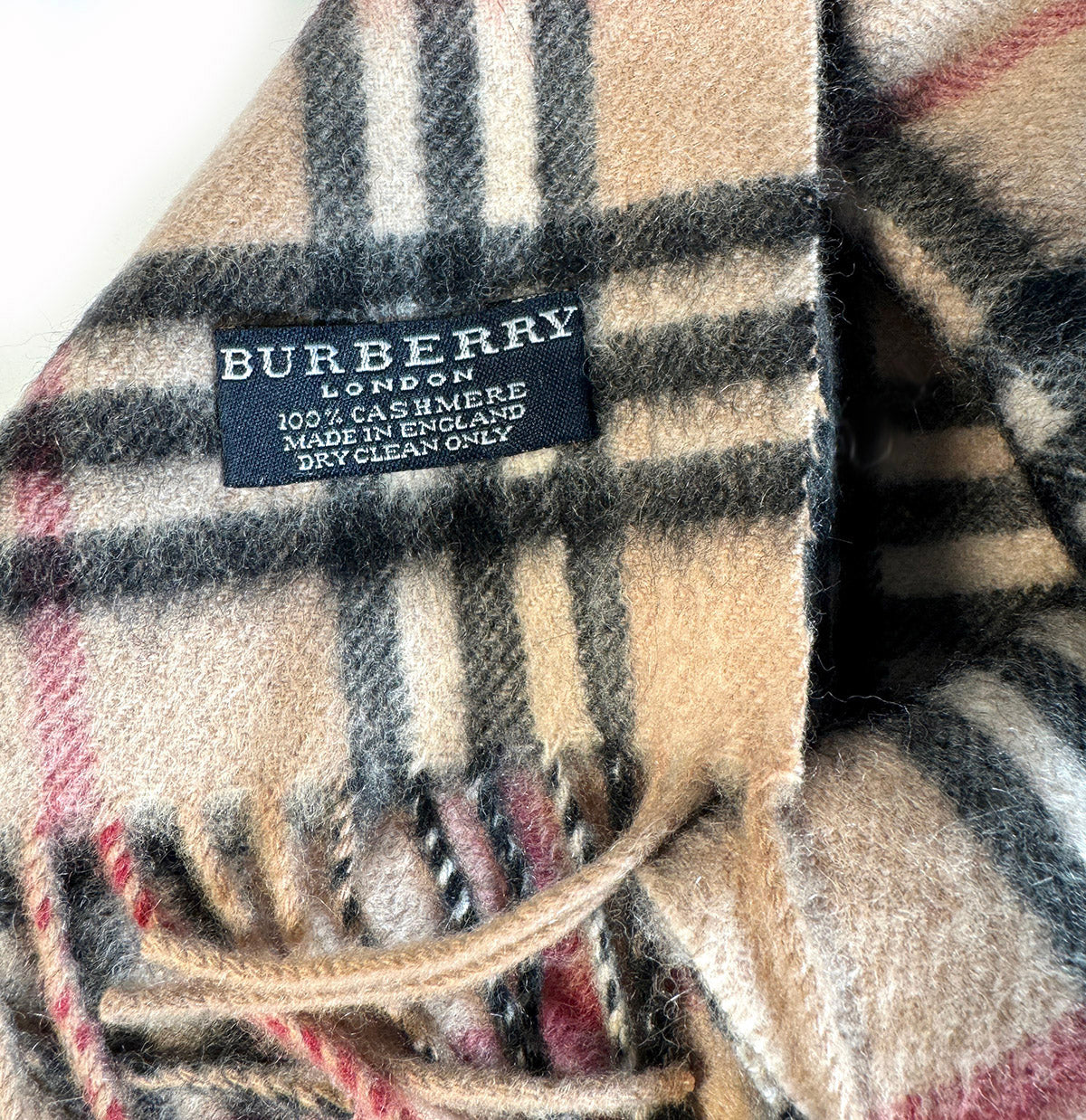 My Superb Unused Vintage 54" x 12" Cashmere Burberry Nova Check Stole, Scarf