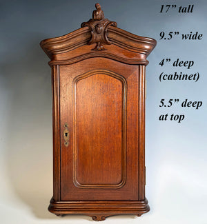 Antique French 17" Wall Cabinet, Apprentice Maitrise, Miniature Armoire is Bru Doll Size Furniture