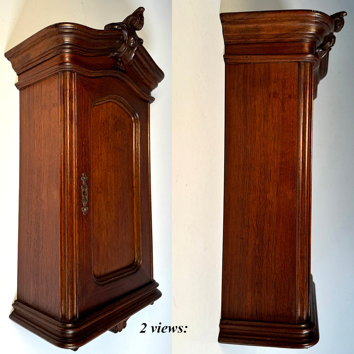 Antique French 17" Wall Cabinet, Apprentice Maitrise, Miniature Armoire is Bru Doll Size Furniture