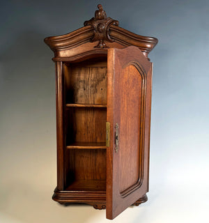 Antique French 17" Wall Cabinet, Apprentice Maitrise, Miniature Armoire is Bru Doll Size Furniture