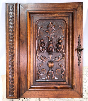 Antique Victorian Hand Carved Solid Walnut(?) 19" x 15" Cabinet or Furniture Door PAIR, Plaques