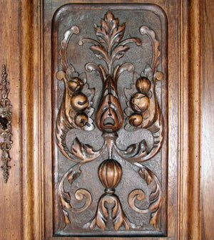 Antique Victorian Hand Carved Solid Walnut(?) 19" x 15" Cabinet or Furniture Door PAIR, Plaques