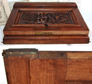 Antique Victorian Hand Carved Solid Walnut(?) 19" x 15" Cabinet or Furniture Door PAIR, Plaques