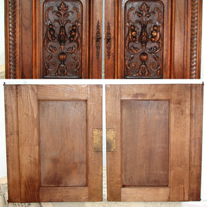 Antique Victorian Hand Carved Solid Walnut(?) 19" x 15" Cabinet or Furniture Door PAIR, Plaques